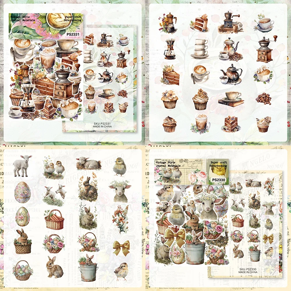 40Pcs Creative Coffee Die Cuts Sticker Pack DIY Scrapbooking Diary Handbook Decoration Material Sticker Stationery