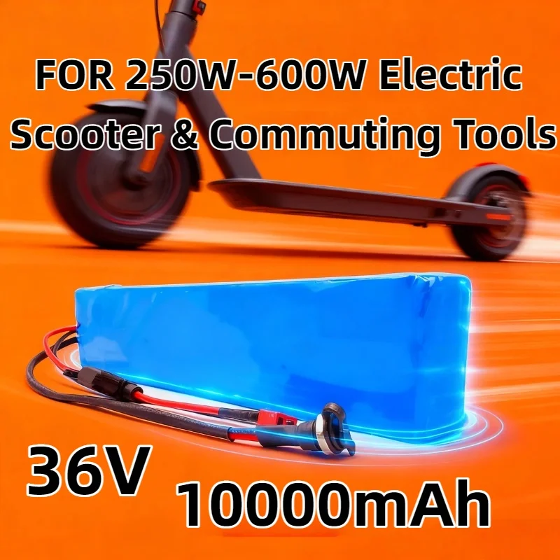 

10S3 36V Lithium Battery Pack 10000mAh – Built-in 30A BMS,with 42V 2A Charger,for 250W-600W Electric Scooter & Commuting Tools
