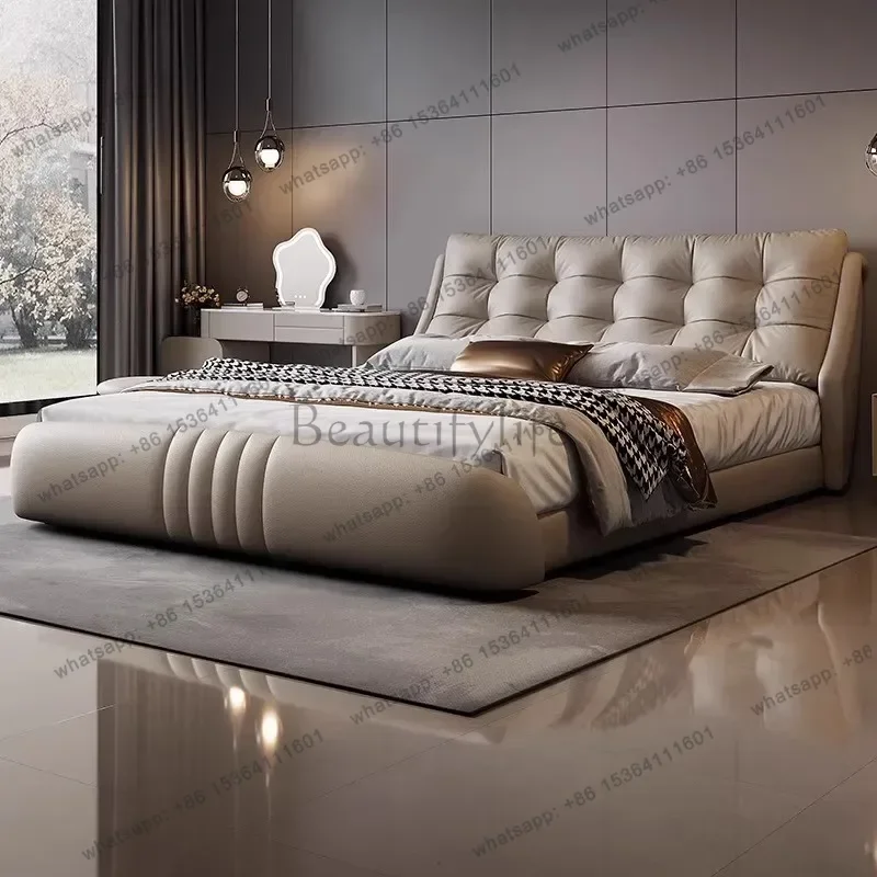 Modern Luxury Leather Double Bed 2 People Full Size Bed Frame Beds Bases And Bed Frames Bedroom Furniture