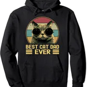 Polarshe Vintage Best Cat Dad Ever Funny Cat Lover Animal Gift felpa con cappuccio Unisex