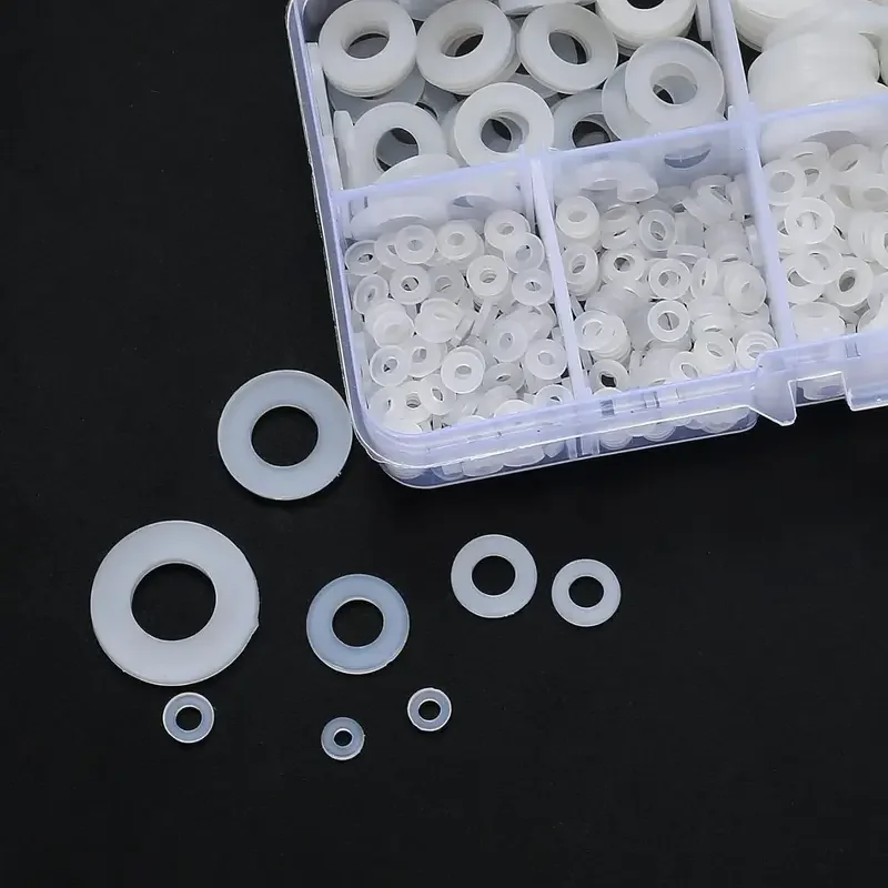 500Pcs M2 M2.5 M3 M4 M5 M6 M8 M10 White Plastic Nylon Flat Washer Flat Gasket Screw Bolt Insulation Washer Assembly Kit