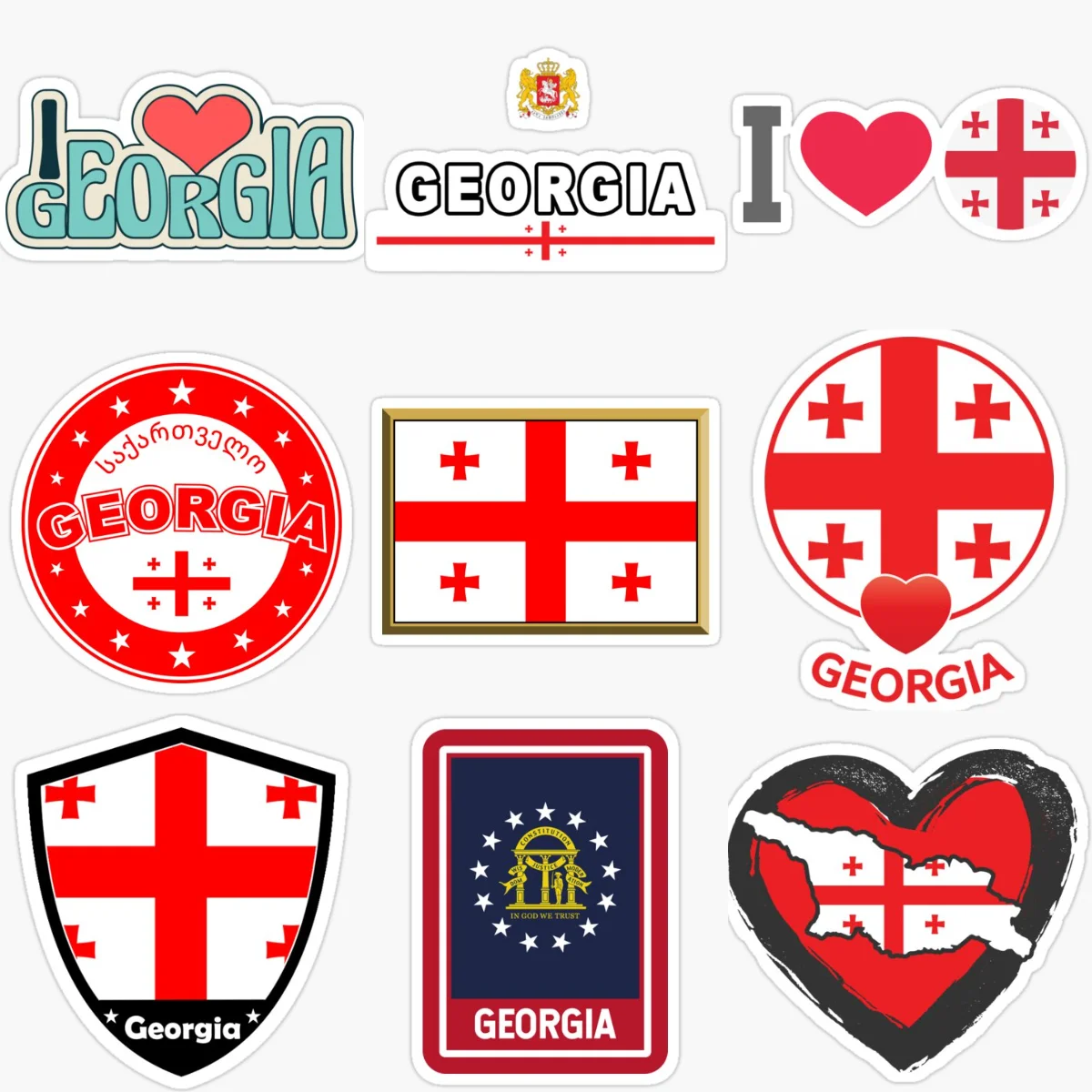 

GE Georgia Flag Map Creative Waterproof Stickers for Car Truck Bicycle Motorcycle Window Helmet Bumper Decoration Accessories