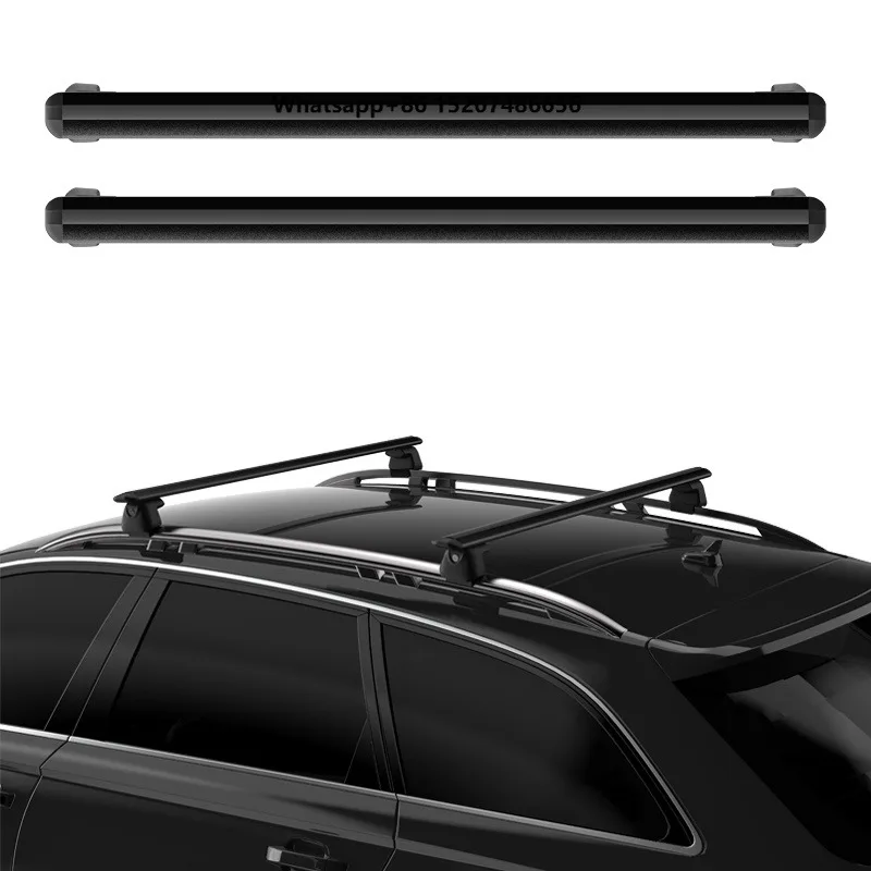 125cm Heavy-Duty Aluminum Silver+Black Car Roof Rack Crossbar with 50kg Load Capacity-Aerodynamic Airfoil Design