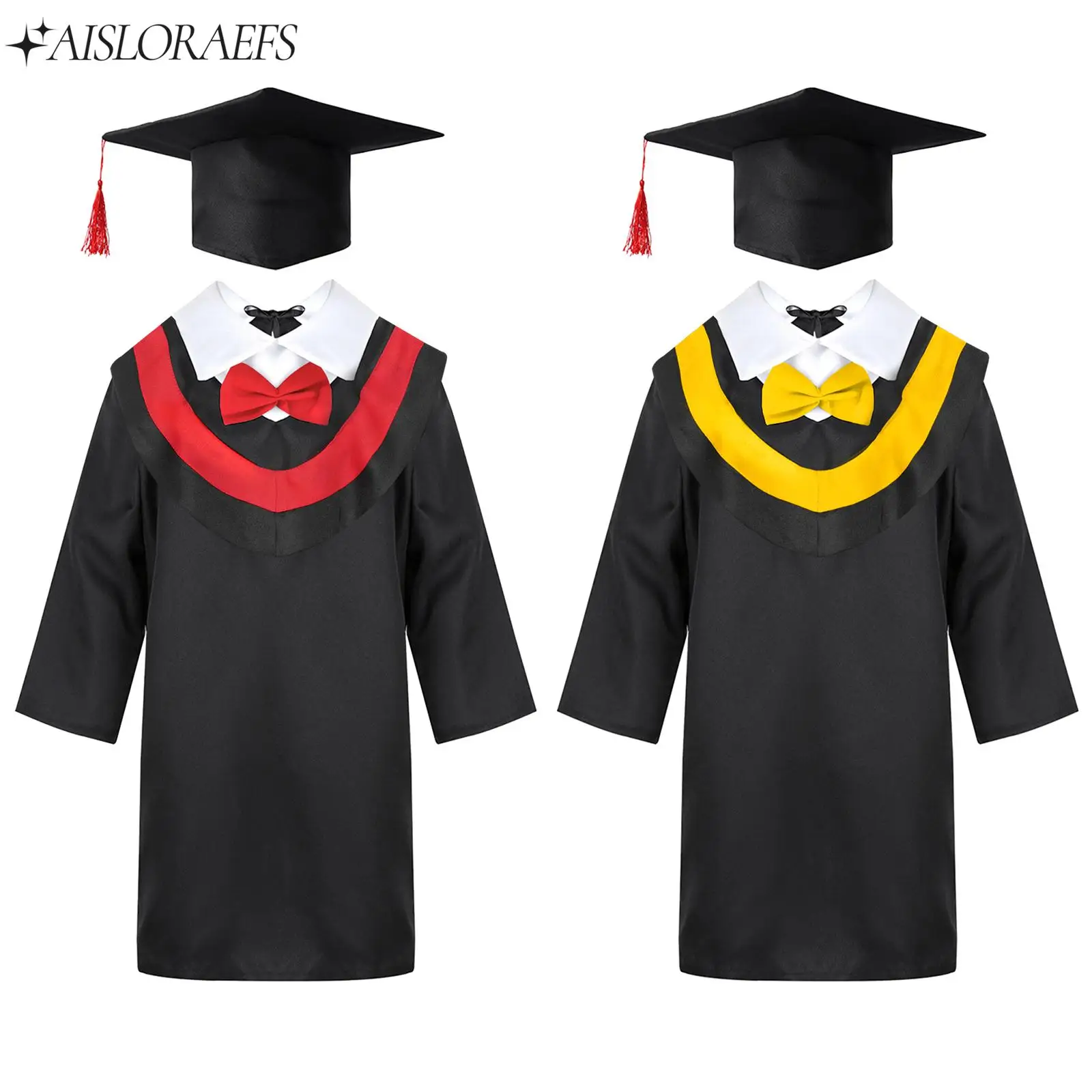 

Kids Boys Girls Preschool Primary School Graduation Photograph Ceremony Gown with Tassel Cap Doctor Role Play Costume Dress Up