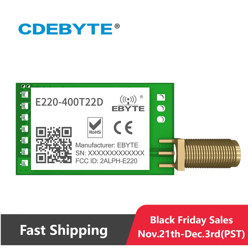 

Беспроводной модуль LLCC68 LoRa 470 МГц, 433 МГц, 22 дБм, дальность действия, 5 км CDEBYTE E220-400T22D SMA-K UART RSSI, передатчик-приемник SEMTECH