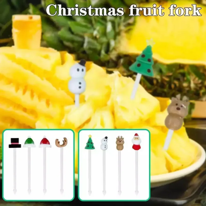 Christmas Fruit Fork Food Pick Sliced Fruit Fork Animal Plastic Toothpick Stick Bento Accessories Children\'s Food Selection