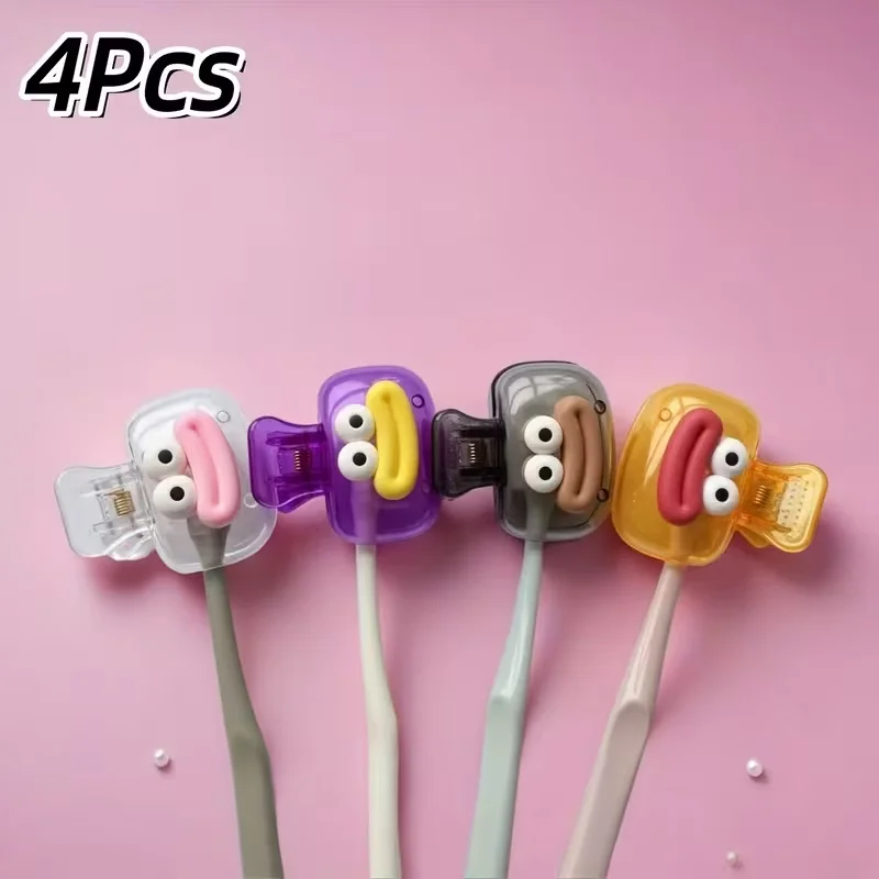 4-Piece Sausage-Shaped Toothbrush Storage Box, Household Toothbrush Protective Cover, Suitable for Both Home Use and Travel.