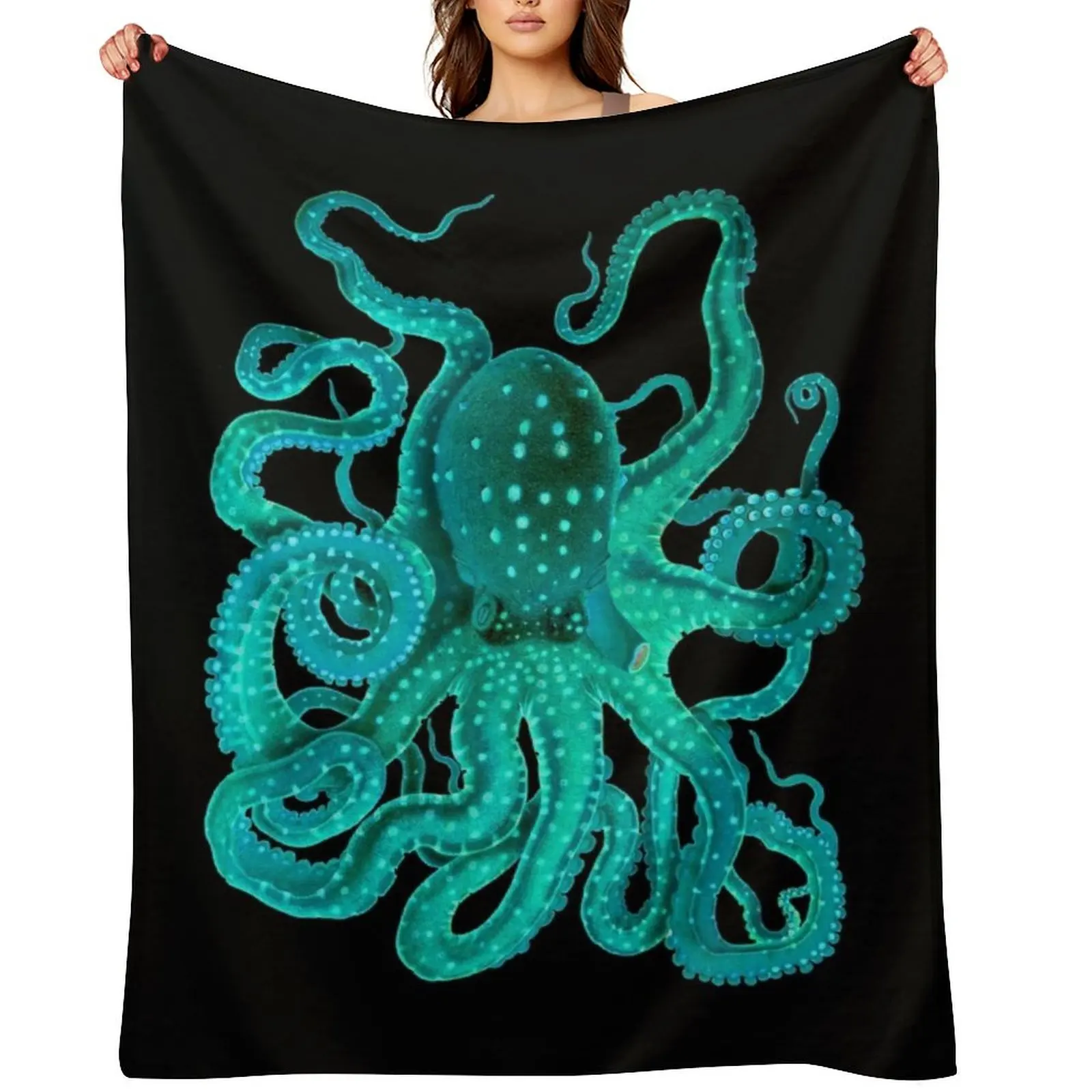 

Turquoise Octopus Too Throw Blanket Blankets For Baby For Sofa Thin Hairys funny gift Blankets