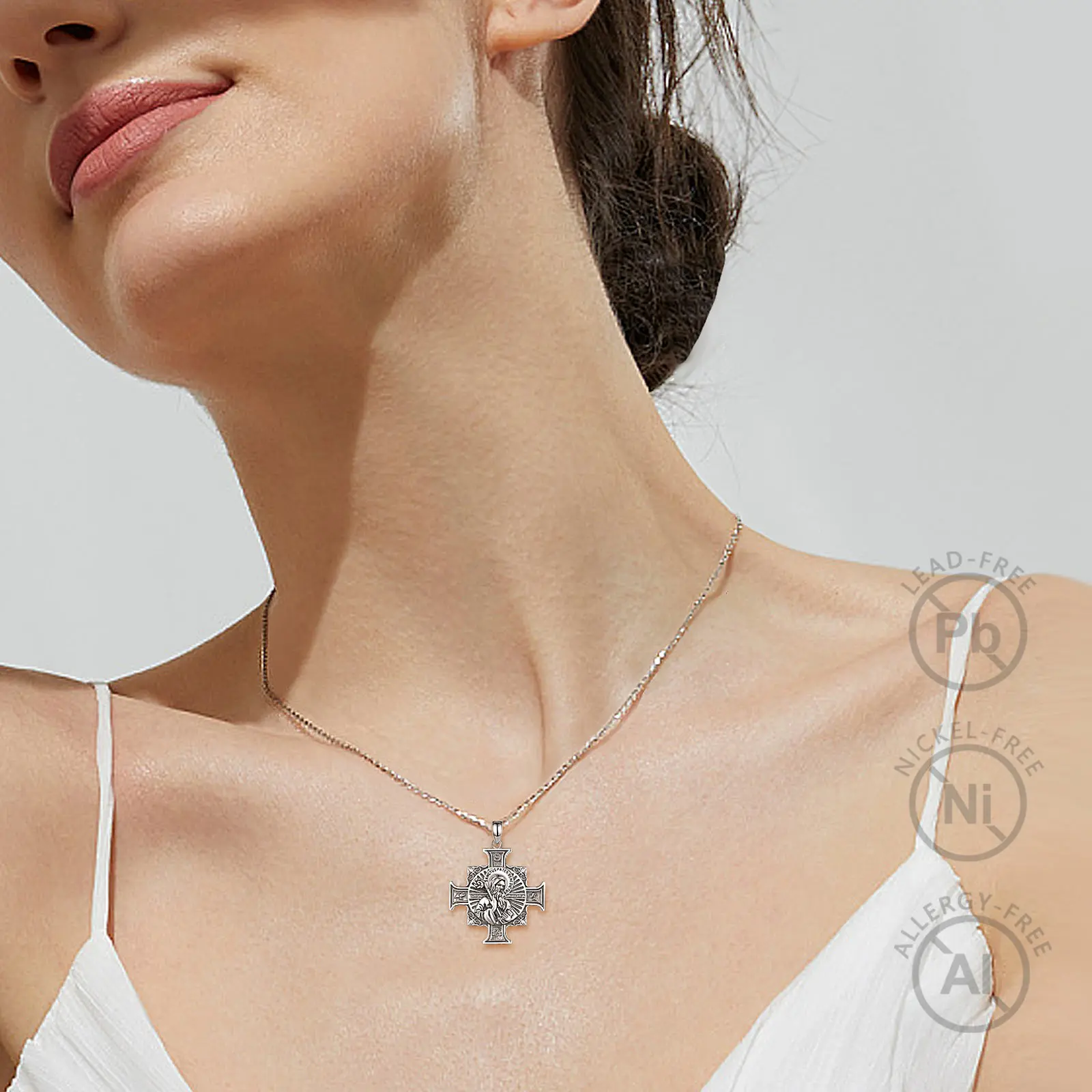 Eudora 925 Sterling Silver saint benedict medal Necklace for Women Man Vintage Cross of san benedict Pendant Religious Jewelry