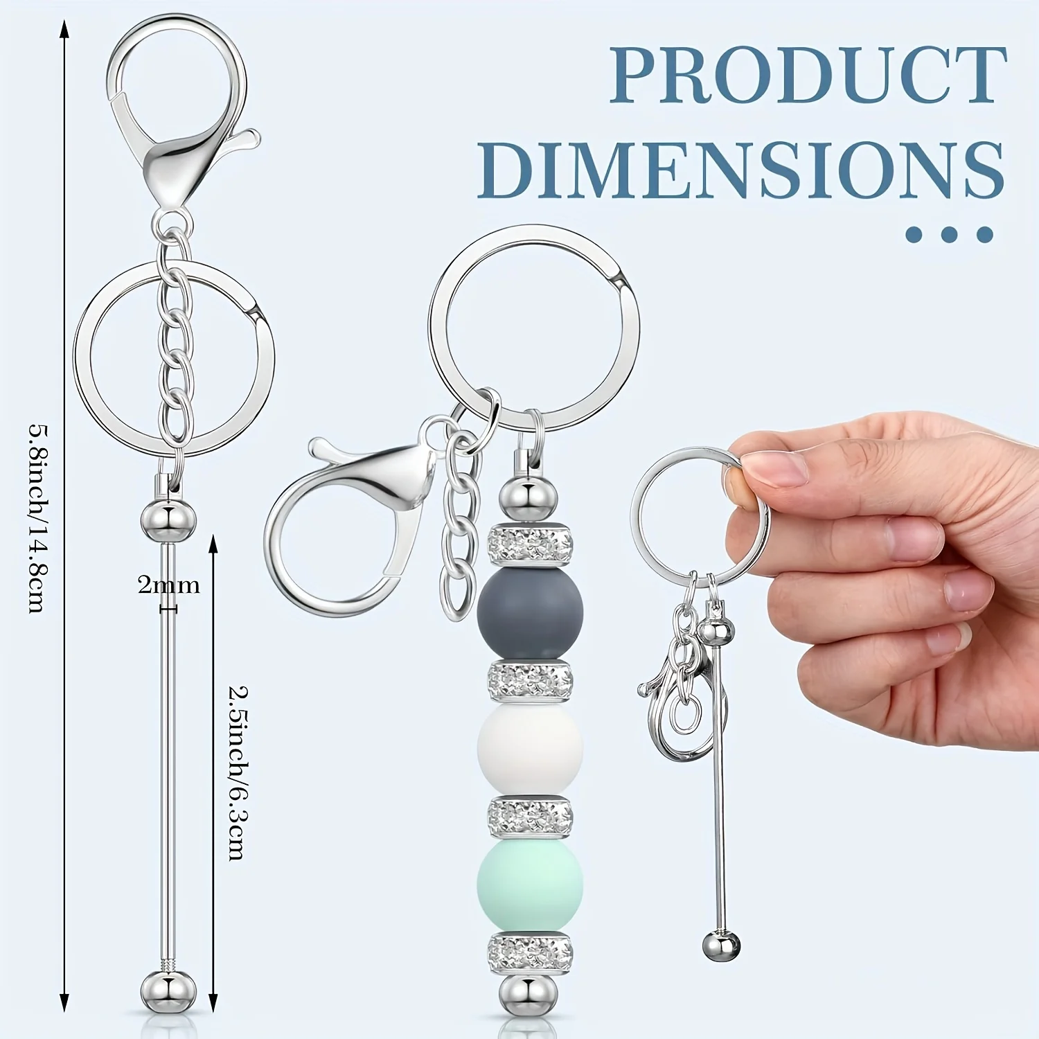 7pcs Stainless Steel Keychains With Charms Practical Stylish Hanging Accessories Backpacks Bags Daily Use Bag Keychain Accessory view 5