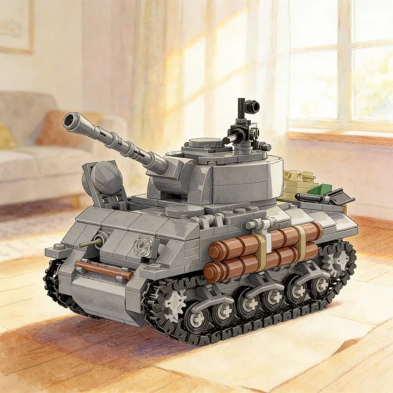 511pcs MOC Sherman Fury WWII Creator Designer Sets Model Building Blocks Architecture Christmas Gift Idea Brick Toys Birthday