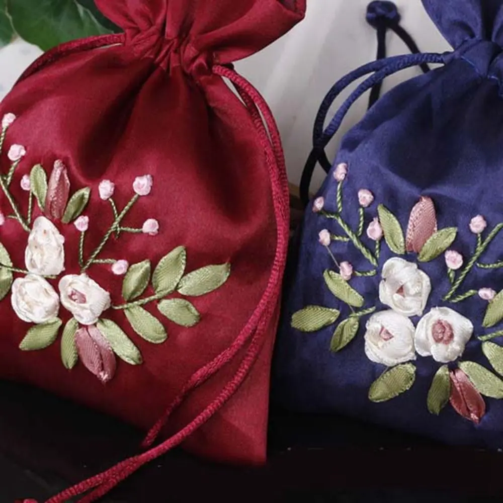 Candy Bag Embroidery Flower Drawstring Bag Spice Bag Small Pouch Cloth Storage Bag Gift Bag Bucket Bag Chinese Style Sachet
