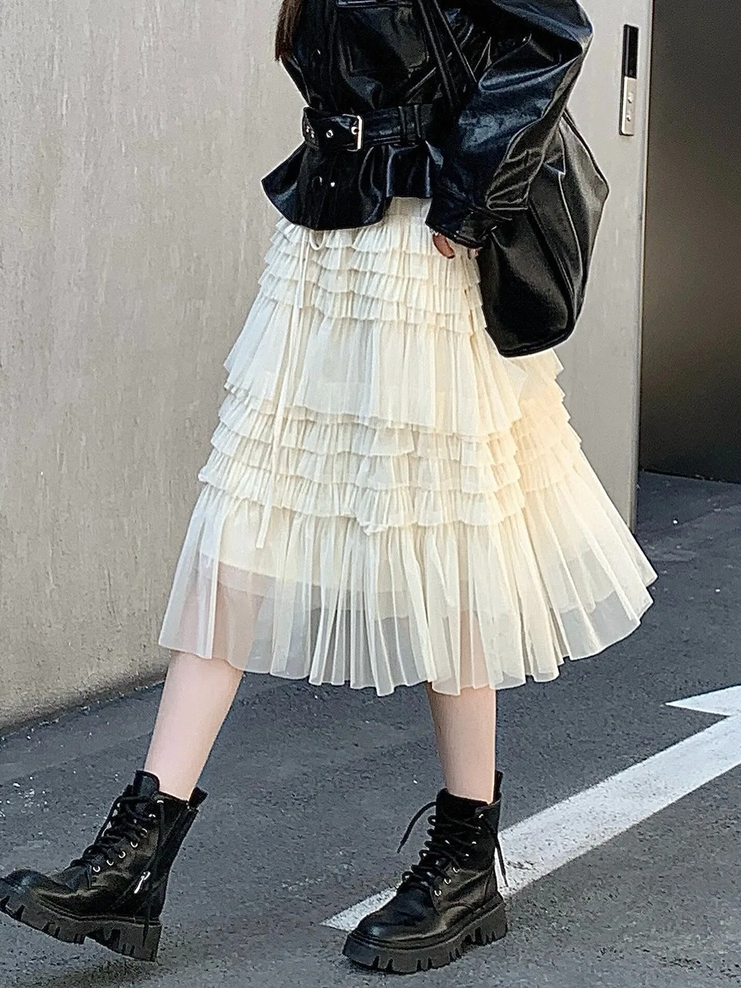 

Балетная юбка-пышка для женщин, весенняя новинка, маленький размер, с завышенной талией, драпированная, свободная, приталенная, А-силуэт, юбка-торт, корейская версия