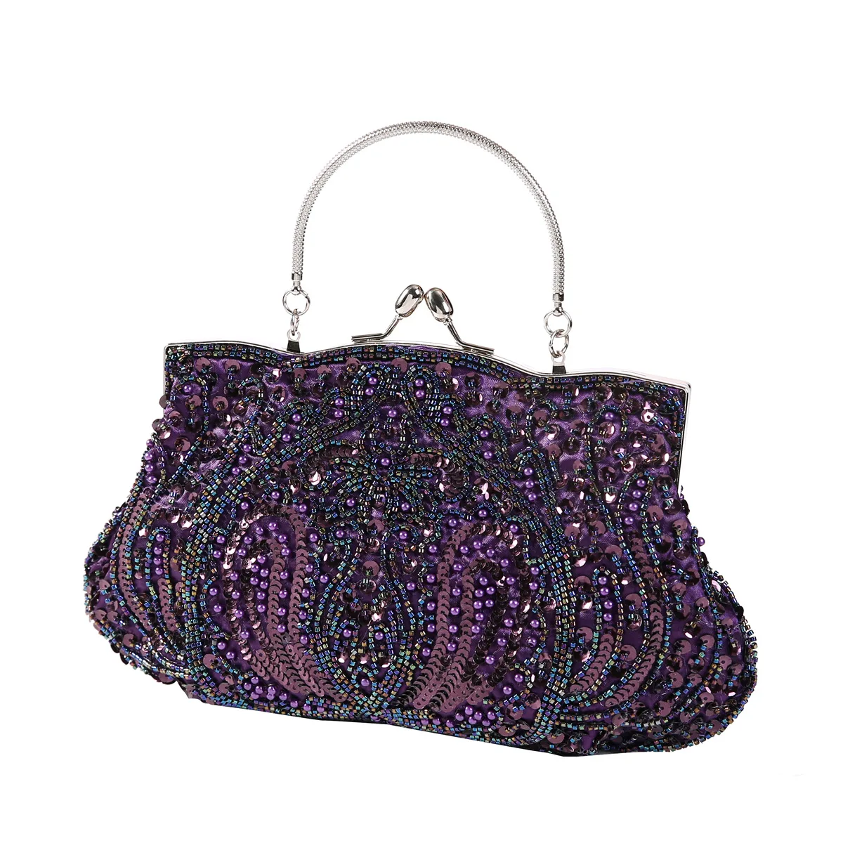 

Patented Beaded Evening Clutch - Portable Dinner Bag For Women's Dresses Versatile Shoulder Messenger Bag Silver Designer Bag