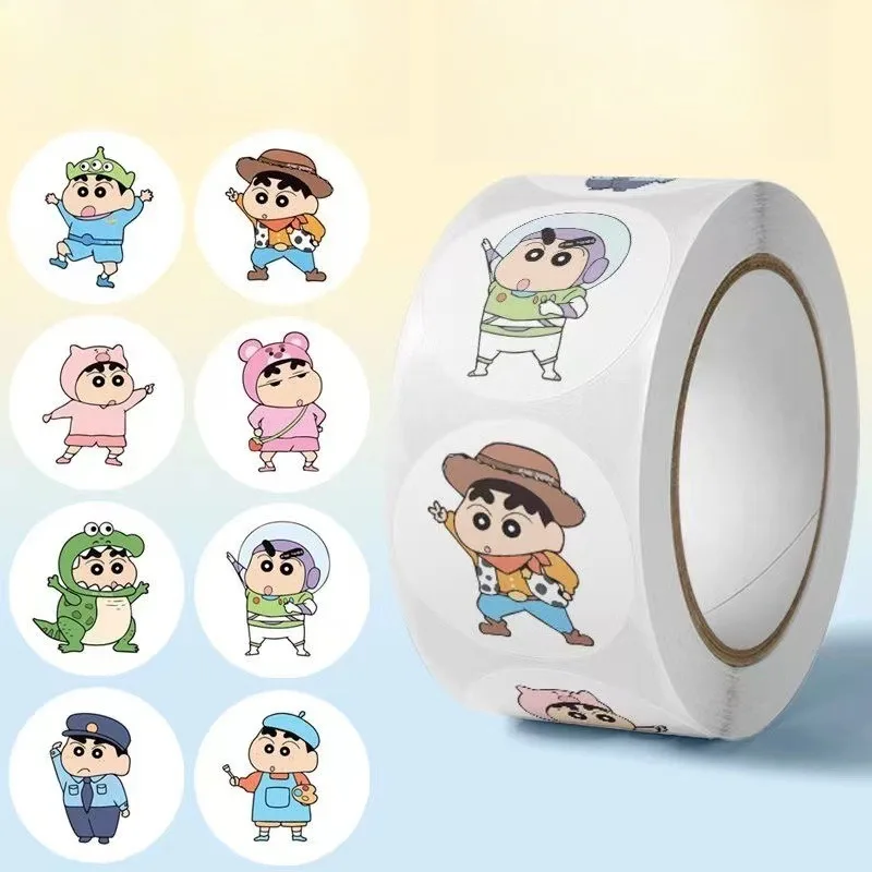 

Новая серия круглых наклеек Shinchan с милыми мультяшными персонажами, креативные наклейки для игрушек, этикетки для блокнотов, наклейки для скейтбордов, подарки для мальчиков и девочек
