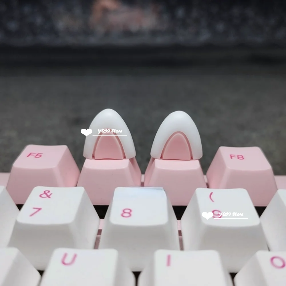 Personalized Cat Ear Rabbit Ear Key Cap For Cherry MX Mechanical Keyboard Pink Cute Girl Xda Ball Cap Three-dimensional Keycap