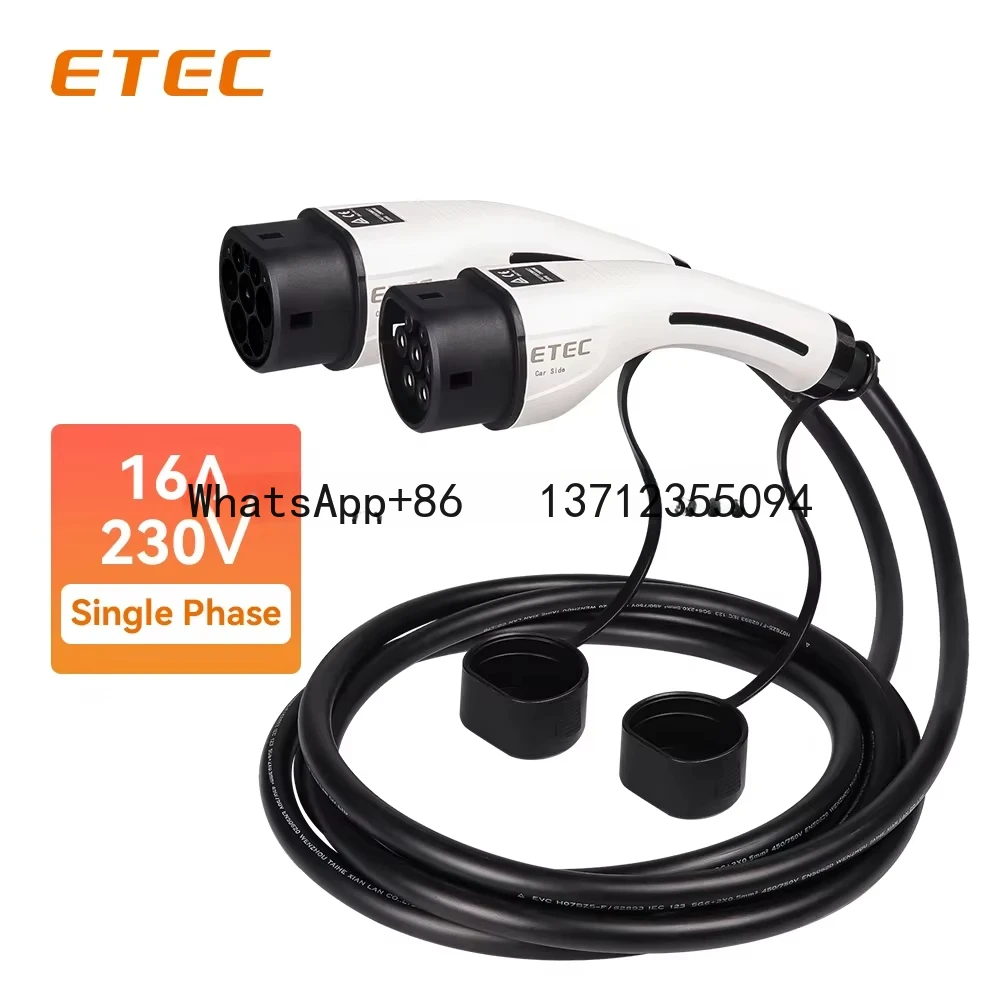 1-T2-D-16 Type 2 Female to Male Extension Cable 16A 3.7KW 230V Single Phase Connector with 5 Meters Cable