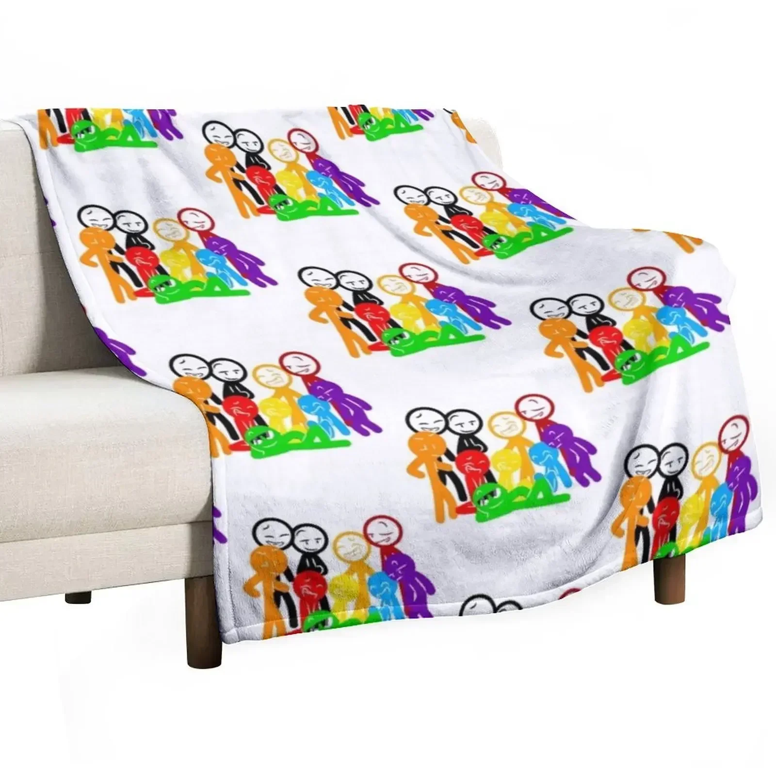 Alan Becker - Manta de colores sólidos suave con diseño de figuras de palitos de Alan Becker para sofá y cama