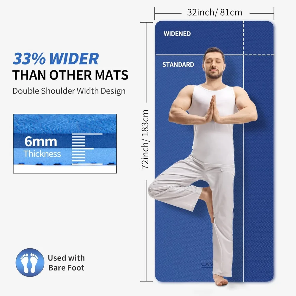 

Extra Wide Yoga Mat for Women and Men TPE Workout Mat, Non-slip Large Exercise Fitness Mat for Yoga, Pilates, Workout