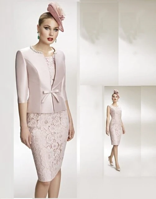 Abiti eleganti per la madre della sposa taglie forti champagne 2025 con giacca tubino corto abiti da festa per invitati a un matrimonio Robe De Soiree AliExpress