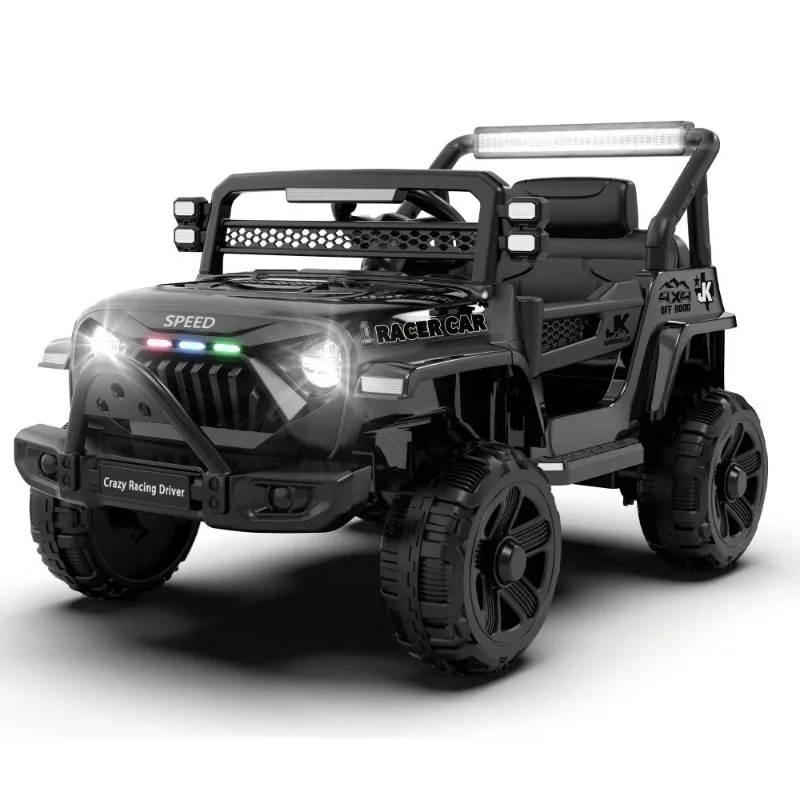 Kids Electric Ride On Car 4WD Off Road Toy Vehicle with LED Lights for Children Black