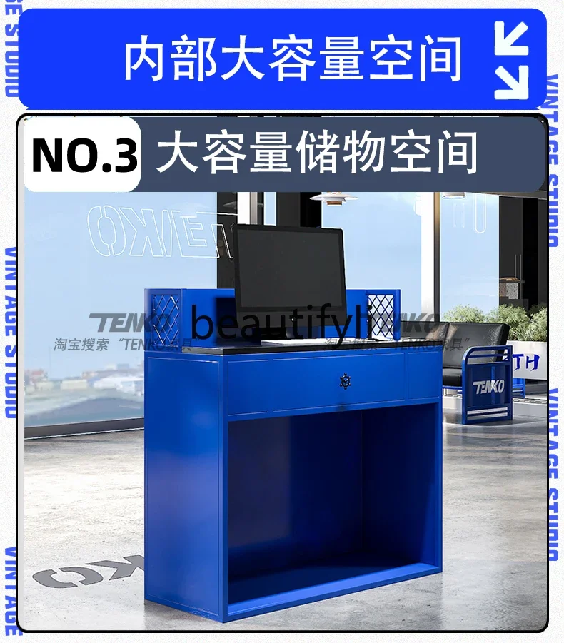 Lada barowa w stylu industrialnym, biurko kasjera, mała, vintage, do siłowni, do kawiarni z herbatą mleczną, do restauracji BBQ, kreatywna lada recepcyjna