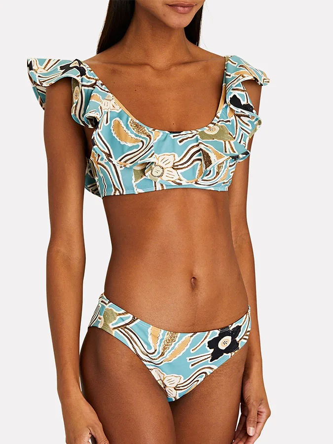 Costume da bagno intero attillato con stampa floreale fresca blu e copricostume lungo per le vacanze al mare 2024 donna estate nuovo Design