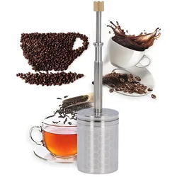 Press Type Coffee Infuser Stainless Steel Spring Drive Strainer Reusable Coffee Brew Plunger Filter For Home And Travel