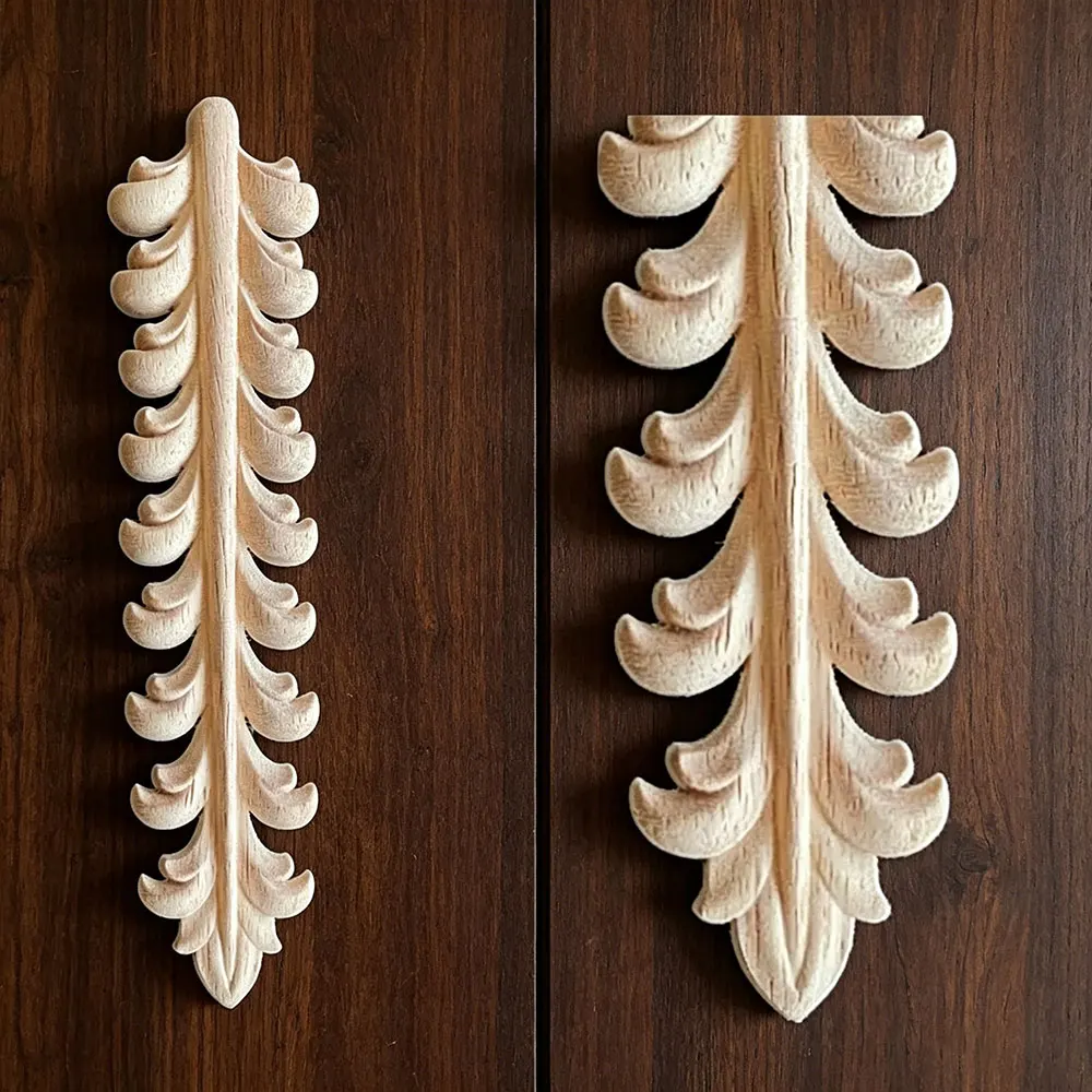 

4PCS Wood Applique Onlay Wood Unpainted Decal Carved Decor Unpainted Decoration Long Floral Rose Wooden Furniture Doors Walls