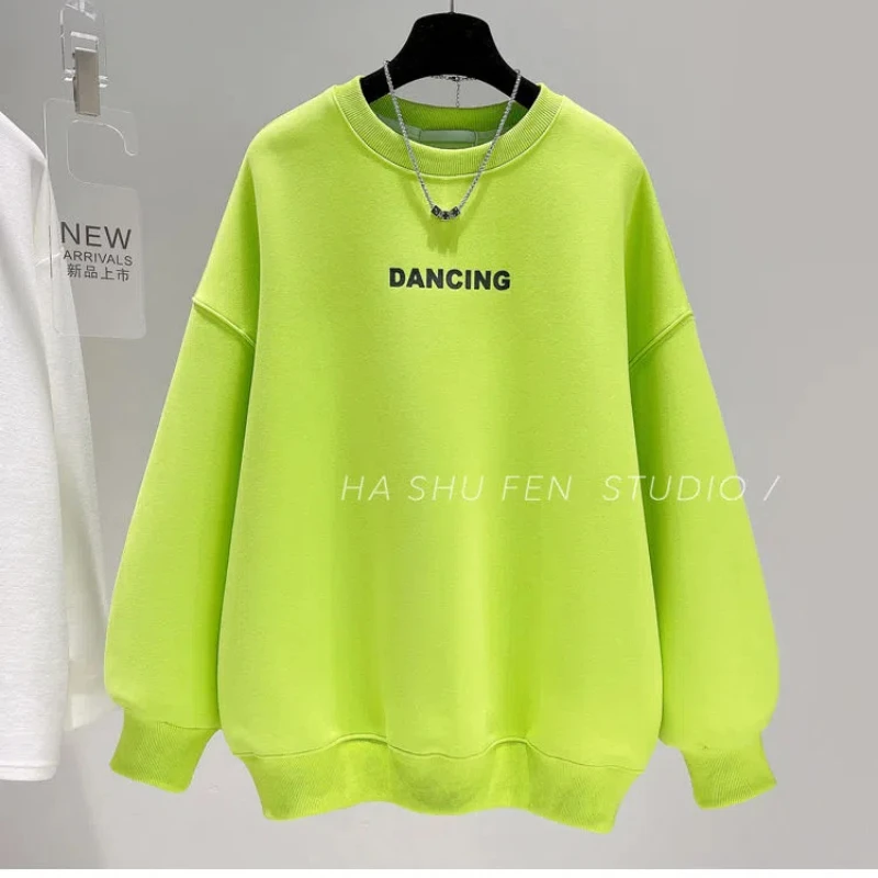 

Spring Autumn New Printing Letter Street Casual Hoodies Long Sleeve Solid Loose Fashion Pullovers Top Trend Korean Women Clothes