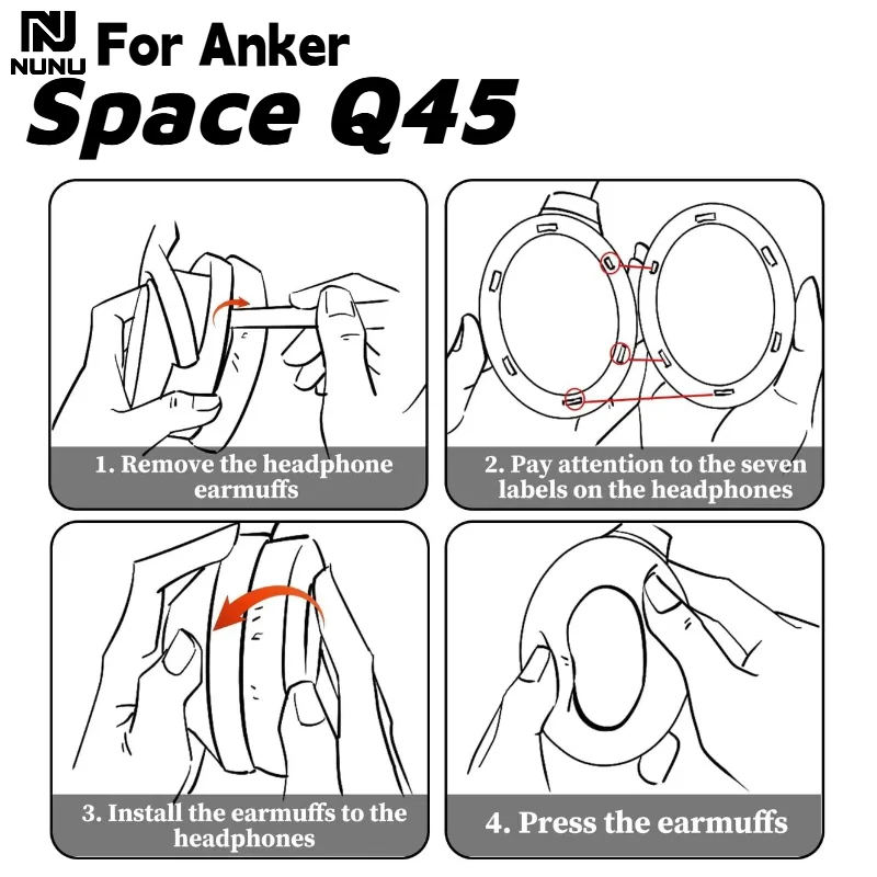 

Replacement Head beam cushion /protein leather/Mesh /Ice gel For Anker Space Q45 Gaming Headset Earmuffs repair parts