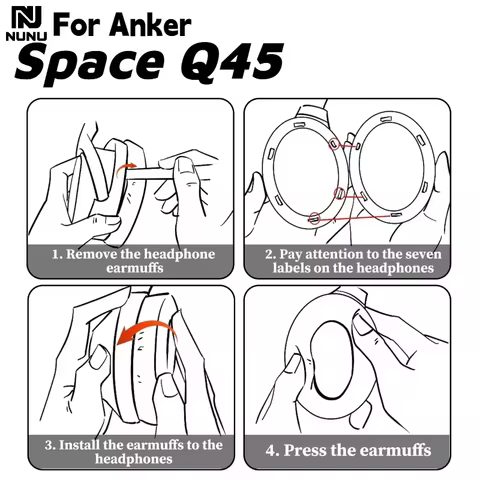 Replacement Head beam cushion /protein leather/Mesh /Ice gel For Anker Space Q45 Gaming Headset Earmuffs repair parts