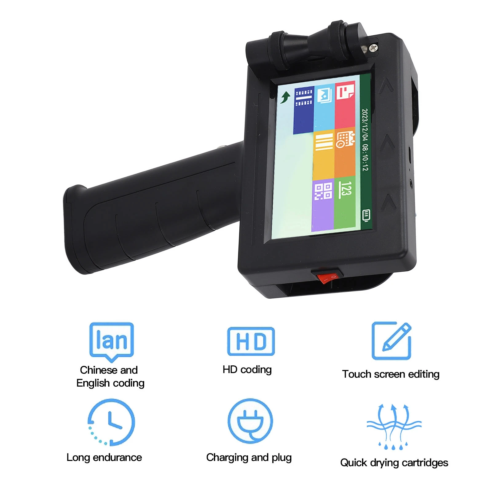 

Inkjet Label Printer 12.7mm Production Date Time Batch Number Handheld Inkjet Printer Portable Inkjet Printer Gun