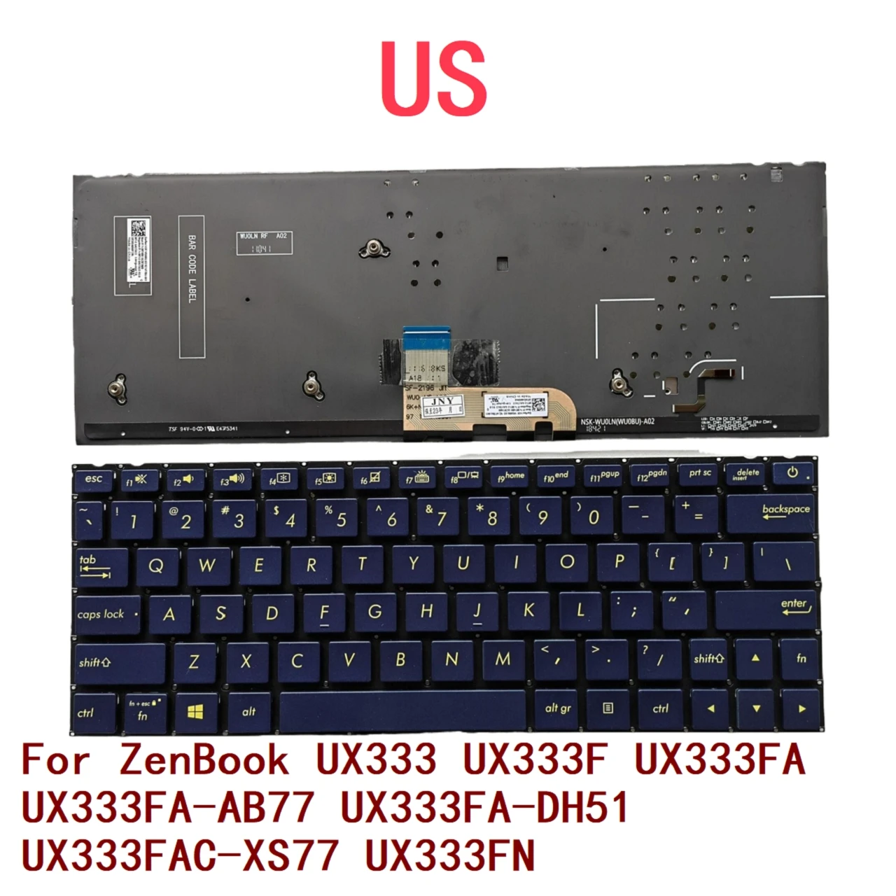 

New US Laptop Backlit Keyboard For ASUS ZenBook UX333 UX333F UX333FA UX333FA-AB77 UX333FA-DH51 UX333FAC-XS77 UX333FN