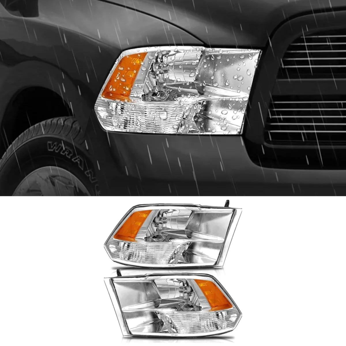 LED Daytime Light Front LED Headlamp Assembly Wide Light Lamp For Dodge Ram 1500 2500 3500 2009-2018 North American Edition
