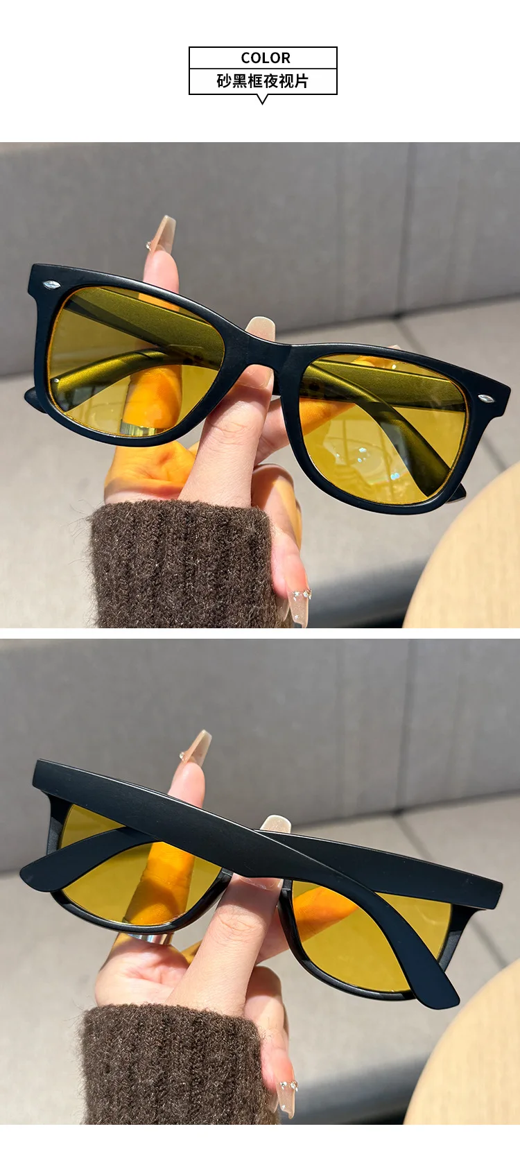 Vintage quadratische Sonnenbrille für Damen und Herren, rechteckige Sonnenbrille, ovale Brillen, Sonnenbrille für Männer und Frauen – Detail 11