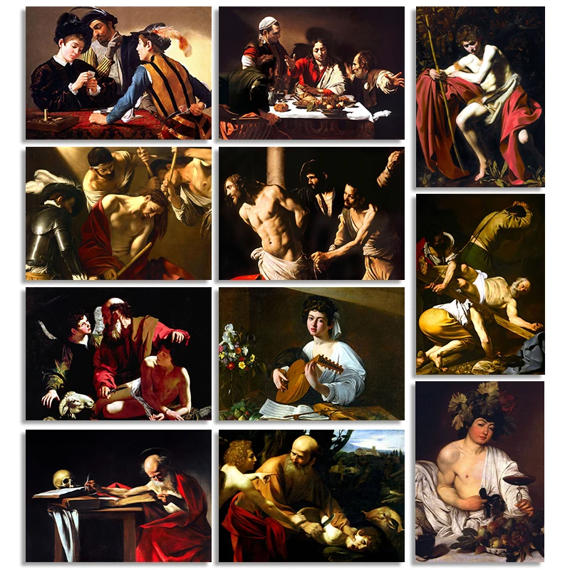 Caravaggio Vintage Oil Painting Poster Caravaggio Classic Artwork Prints for Home Room Retro Wall Art Decor Palace Decoration