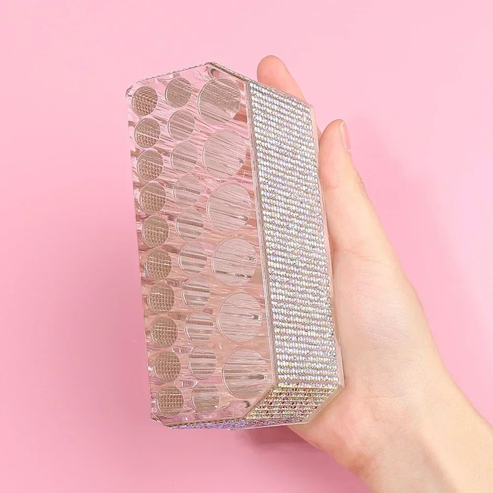 

Коробка для хранения кистей для ногтей с 26 отверстиями, держатель для кистей для макияжа, акриловая подставка для инструментов для ногтей, органайзер для хранения кустков для дизайна ногтей, демонстрирующая полка