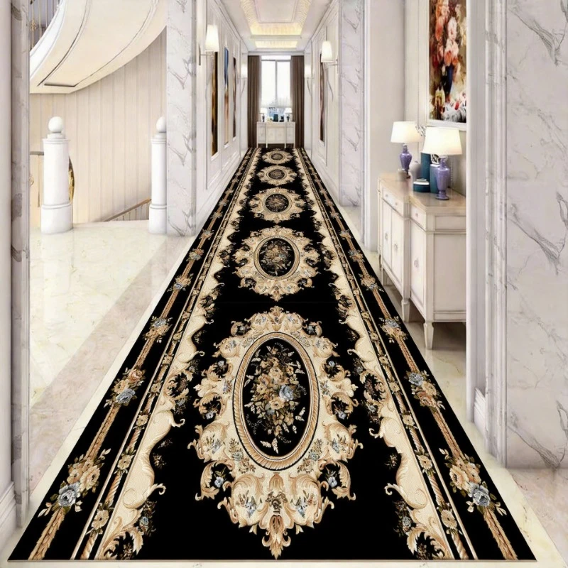 

European Luxury Long Runner Carpets Hotel Hallway Entryway Non-slip Rug Home Stair Corridor Rugs Outdoor Actives Custom Mats