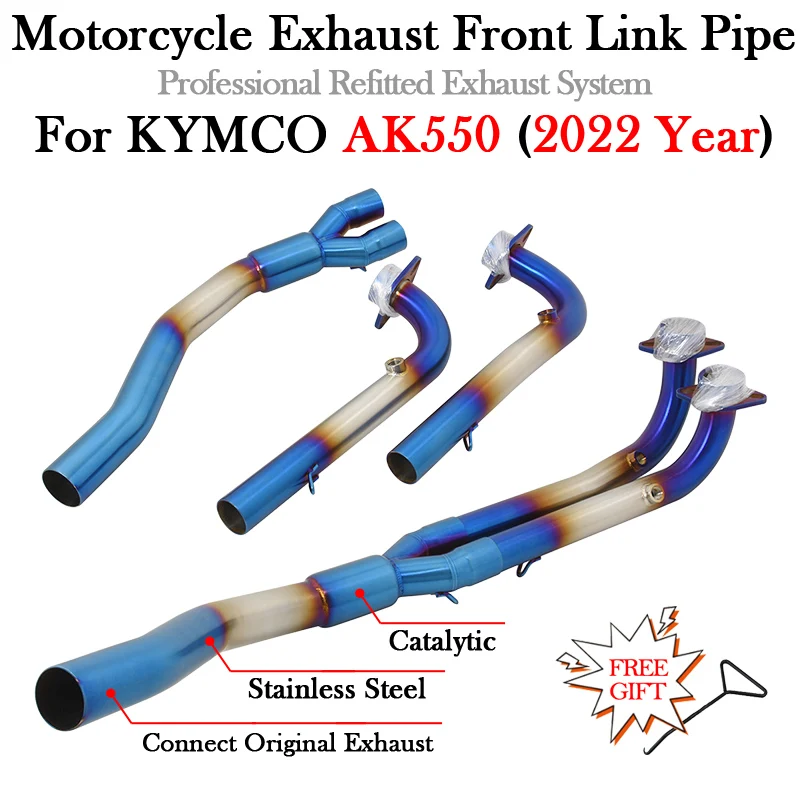 

Slip On For KYMCO AK550 AK 550 2022 Motorcycle Exhaust System Escape Moto Modify Scooter Bike Tube With Catalyst Front Link Pipe