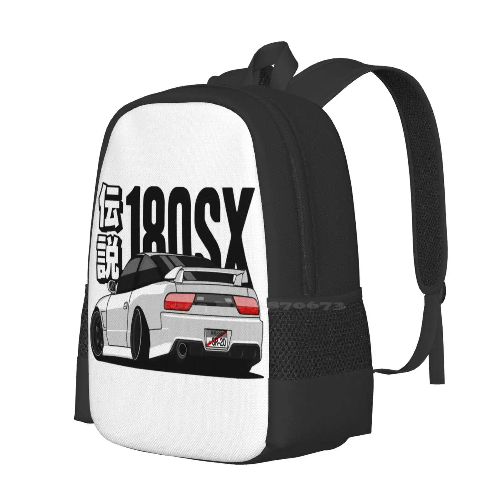 180Sx 240Sx White Fashion Pattern Design Travel Laptop School Backpack Bag Silvia Nissan S13 S14 S15 S Chassis Driftcar Ebisu