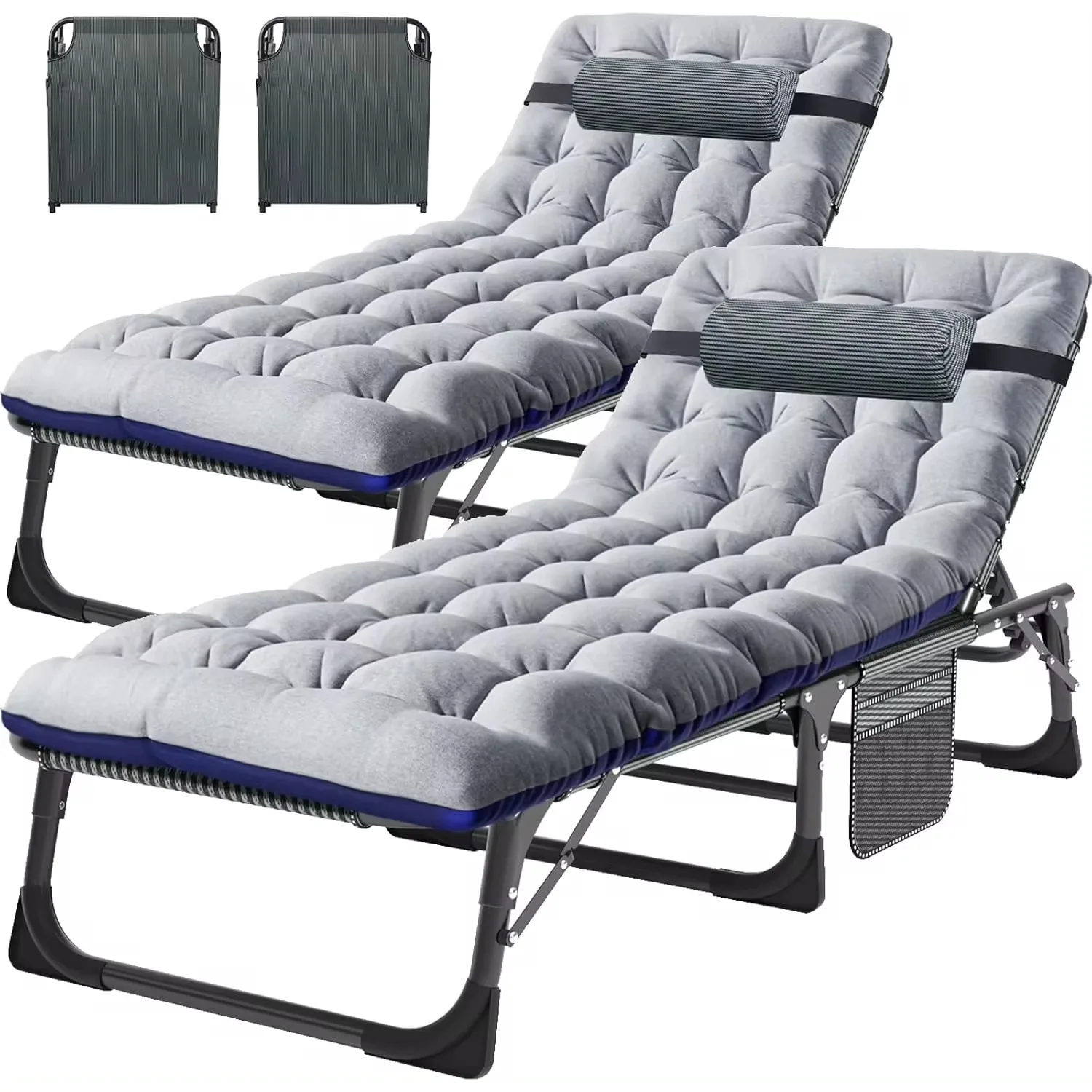 Folding Chaise Lounge Chair 5-Position, Folding Cot, Heavy Duty Patio Chaise Lounges for Outside, Poolside, Beach, Lawn, Camping