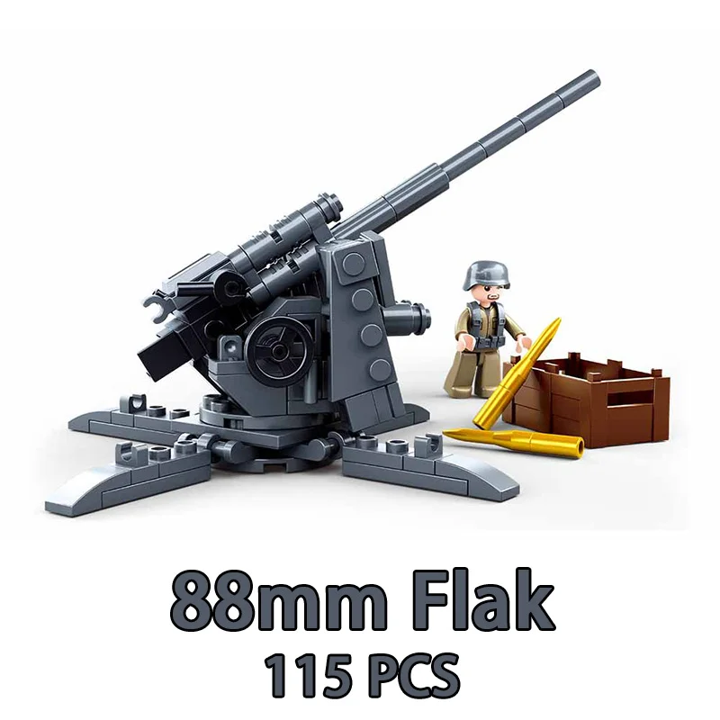 Military ww2 Cannon Assault Armored Vehicle Battle Tank Car Truck Army Building Blocks Sets Model King Kids Toys Gift