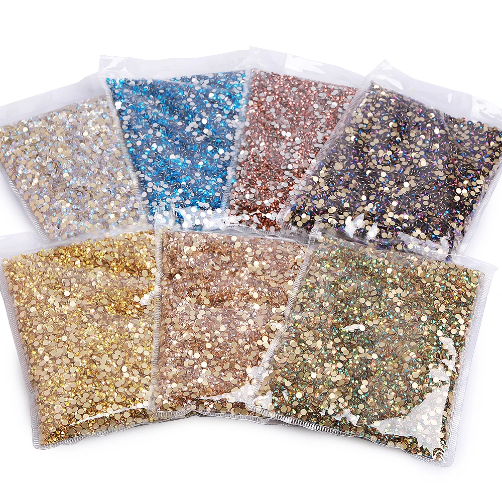 14400Pcs SS6-SS20 Glass Flatback Rhinestones Glitter Crystal AB Effects Non Hotfix Bulk Rhinestone For Nail Art Diy Craft Dress