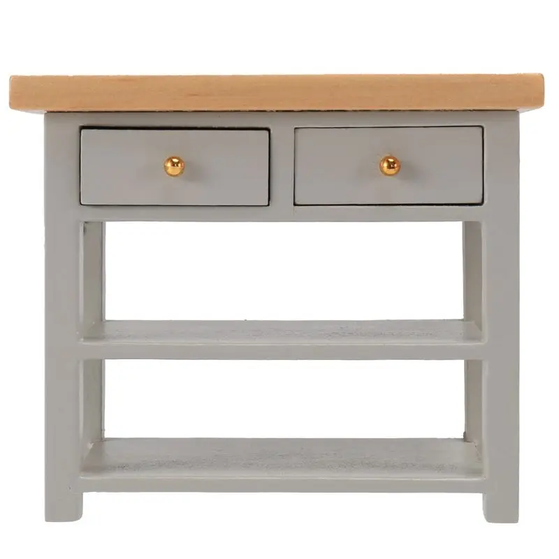 T34C 1/12 DollHouse Furniture Miniature Wooden Console Table Cabinet Kitchen Room Sideboard Bathroom Shelf Grey - view 2
