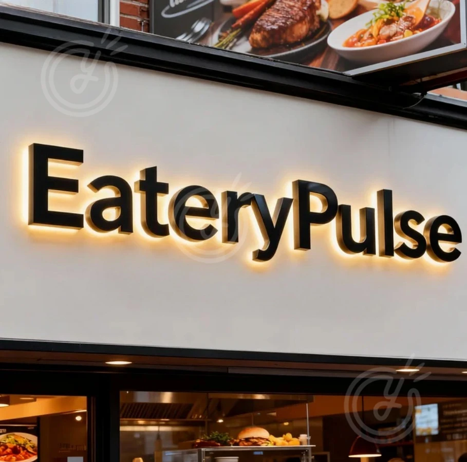 

Рекламная вывеска со светодиодной подсветкой, индивидуальный логотип, большие светящиеся буквы, вывеска De Restaurant, бизнес-вывески, световая буква, брендовая этикетка