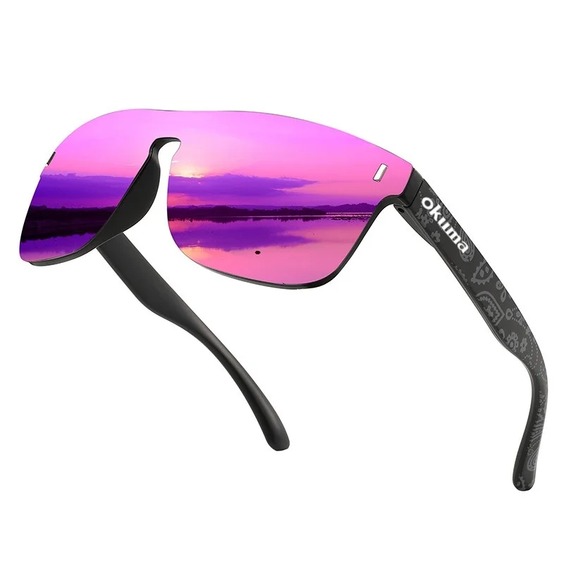 Okuma Neue Großrahmige Outdoor-Sport-Sonnenbrille UV400 Unisex Sonnenschutz Flash-Farbige Sonnenbrille Mode Polarisierte Einteilige Brille – Detail 4