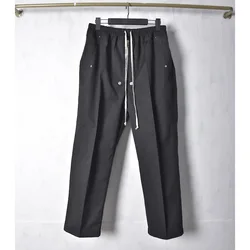 2024 R0 Design Cotton Solid Black Harlan Hanging Straight Tube Workwear Pants Casual Long Pants