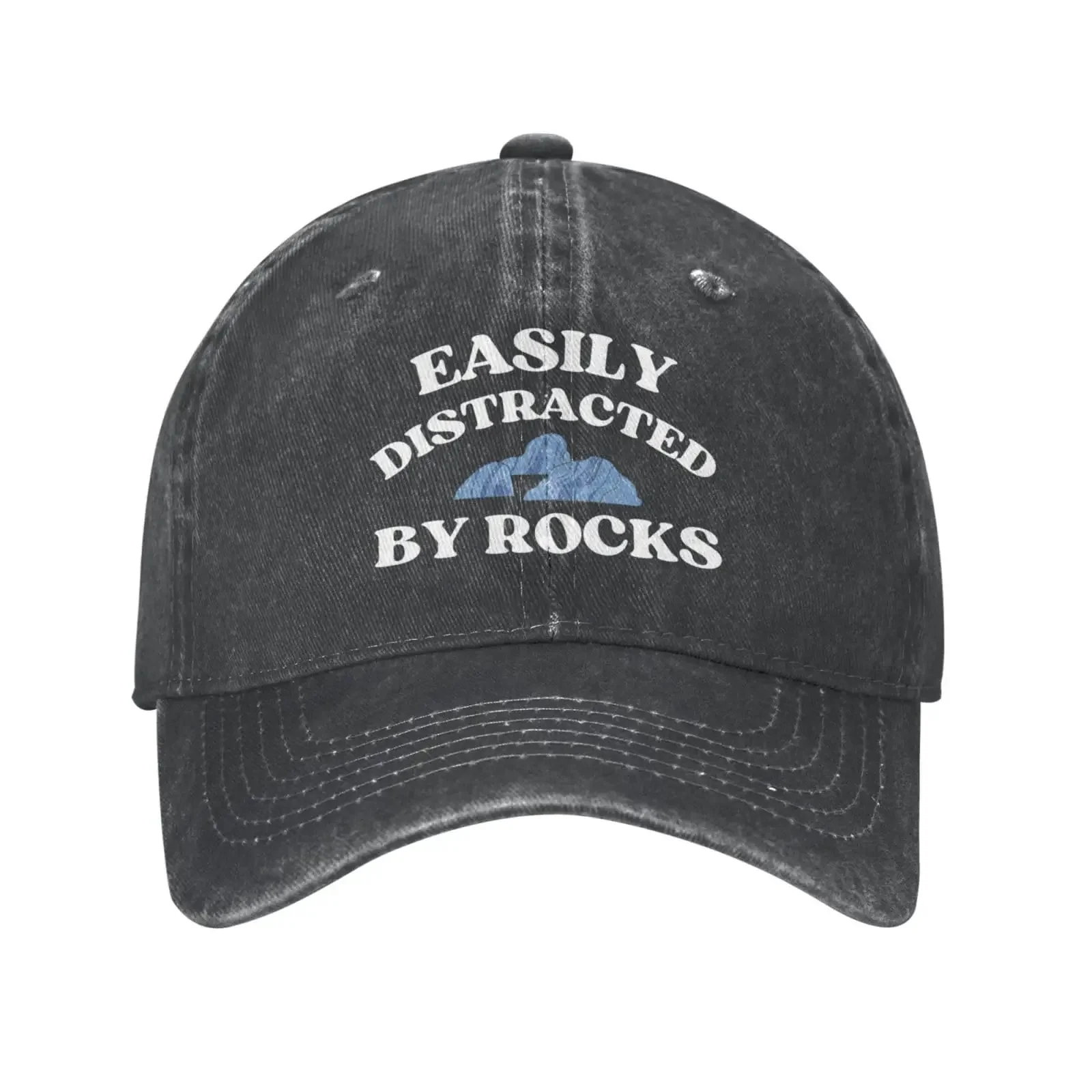 

2026 Easily Distracted By Rocks Hat For Men Women Funny Dad Tracker Hats Baseball Cap