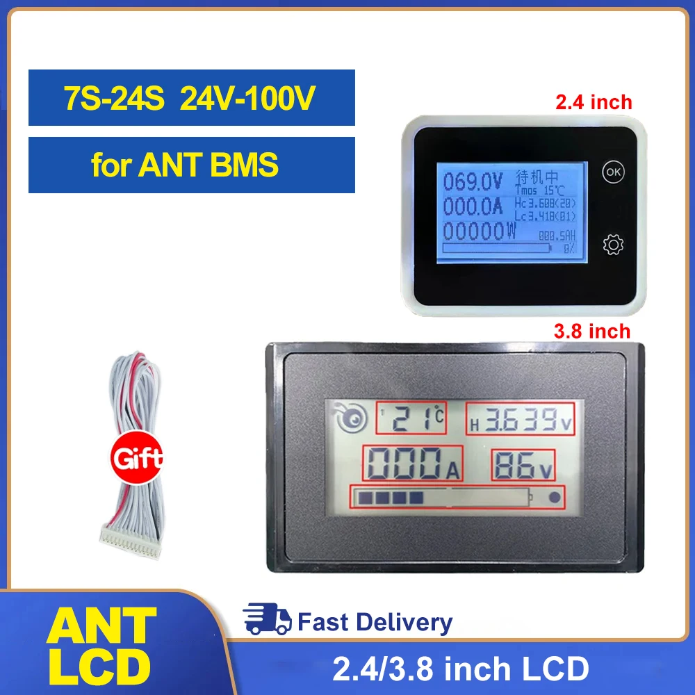 Ant Bms Lcd Batterie Anzeige Spannung Ampere Meter Lcd Display Monitor 7s 8s 9s 10s 24s 13s 14s 16s 48v 24v 36v Lcd